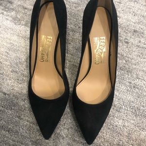 Black Suede Ferragamo heels